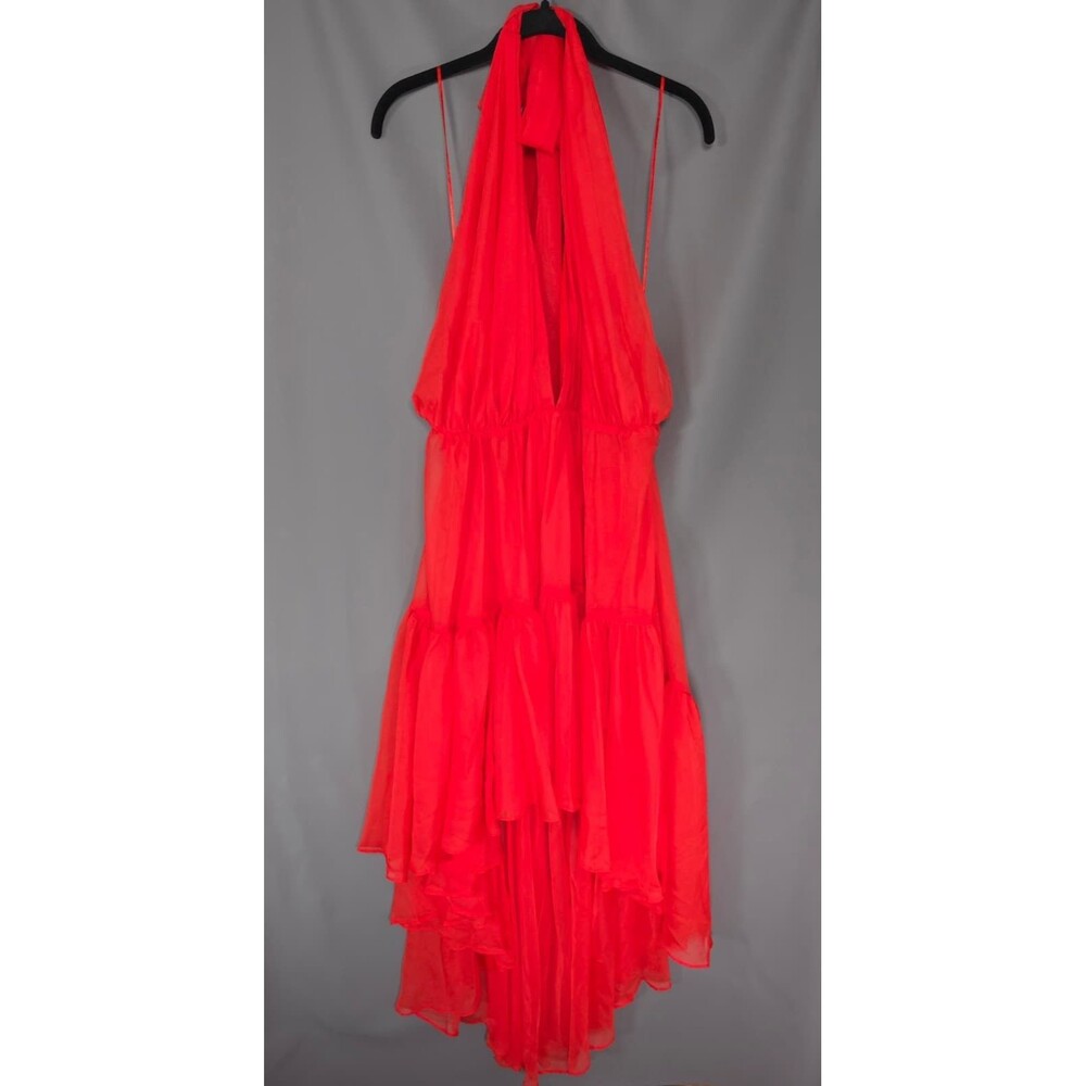 BARDOT Women's New XXL Fire Red Halter Leona High Low Ruffle Dress 59861D8